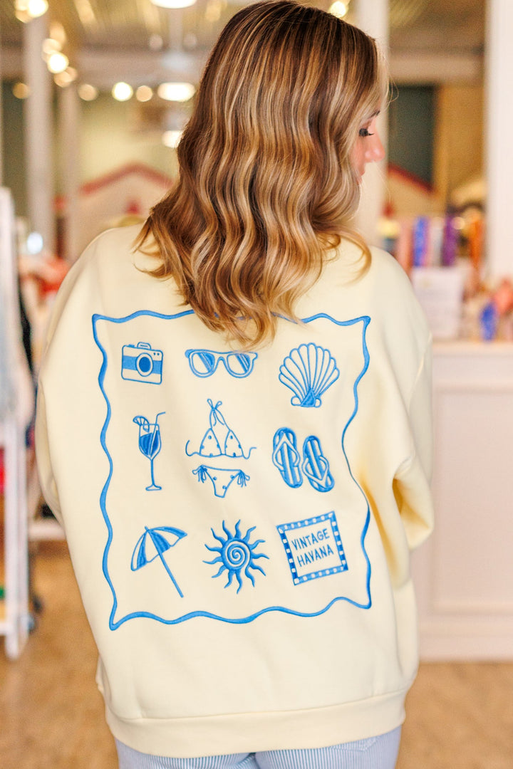 HELLO SUMMER EMBROIDERED CREWNECK - YELLOW