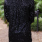 BLACK SEQUIN SHIRT DRESS