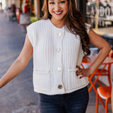 Buttoned Up Chunky Knit Sweater Vest