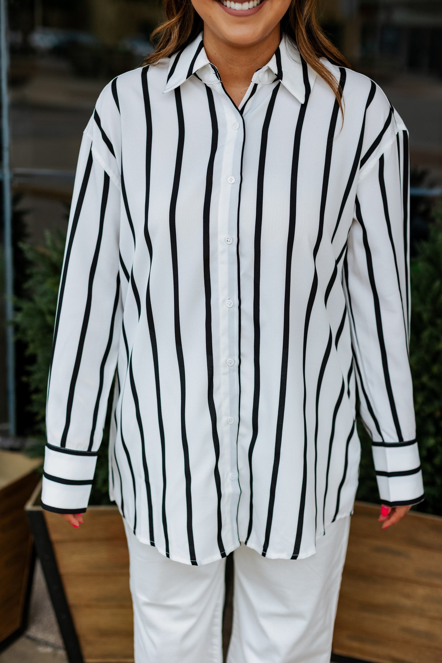 WIDE STRIPE SHIRT WHITE/BLACK