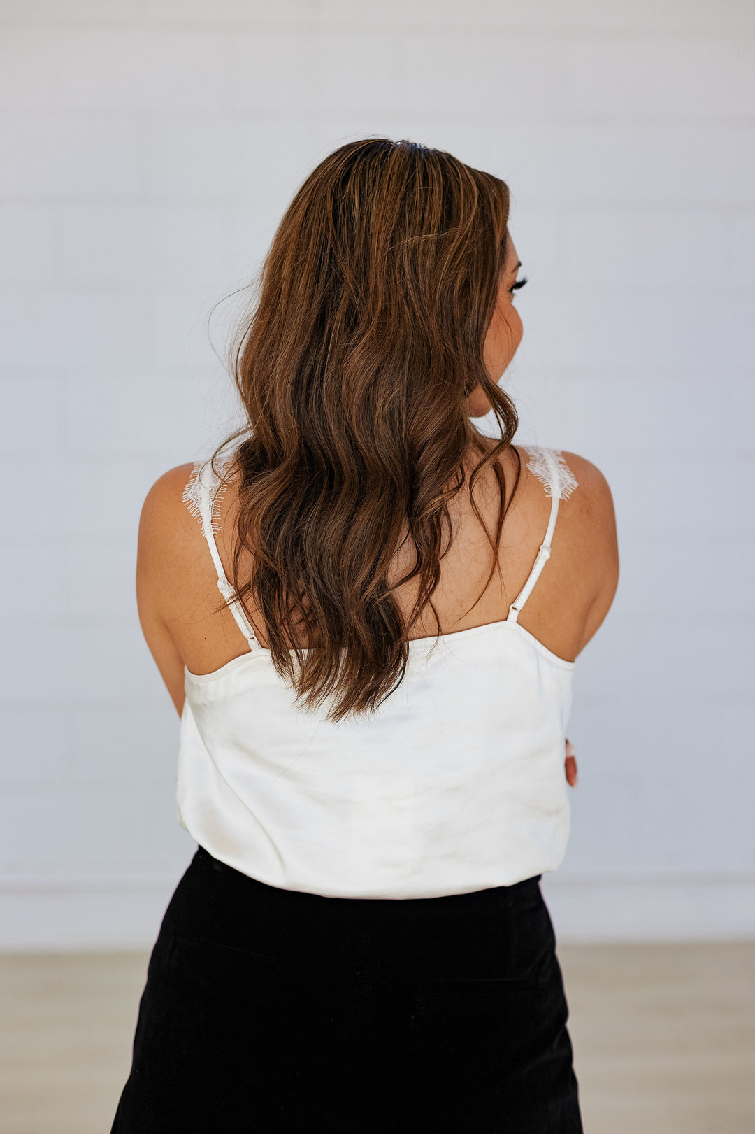 CHAMPAGNE SILK LACE CAMI TOP