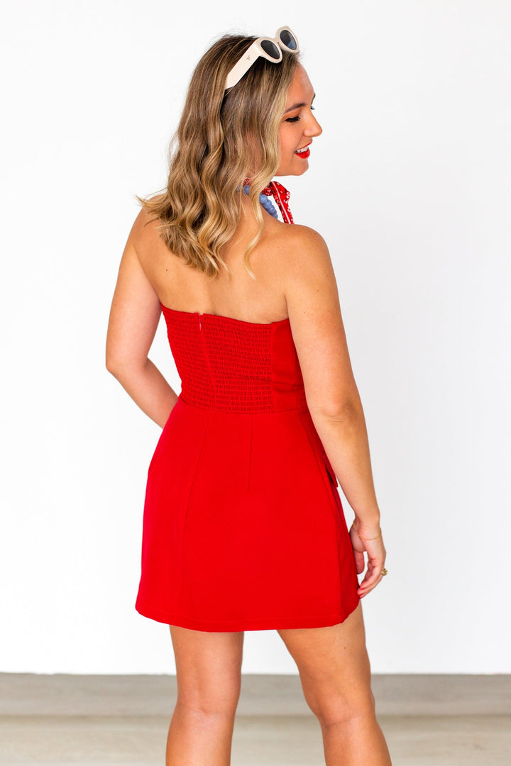 CHERRY COLA A-LINE TUBE MINI DRESS