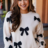 Beauty in Bows Velvet Bow Sweater