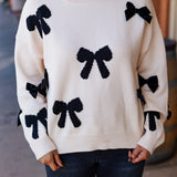 Beauty in Bows Velvet Bow Sweater