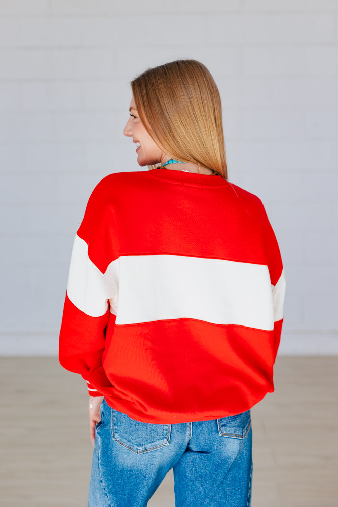 Z SUPPLY: OVERSIZED LOVE SWEATSHIRT- KISS ME RED