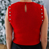 Cardinal Rhinestone Trim Top