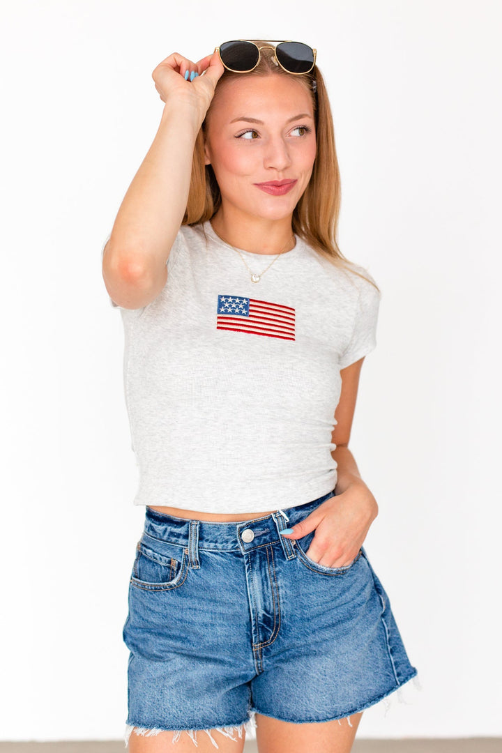 FLAG PATCH USA RIBBED TEE