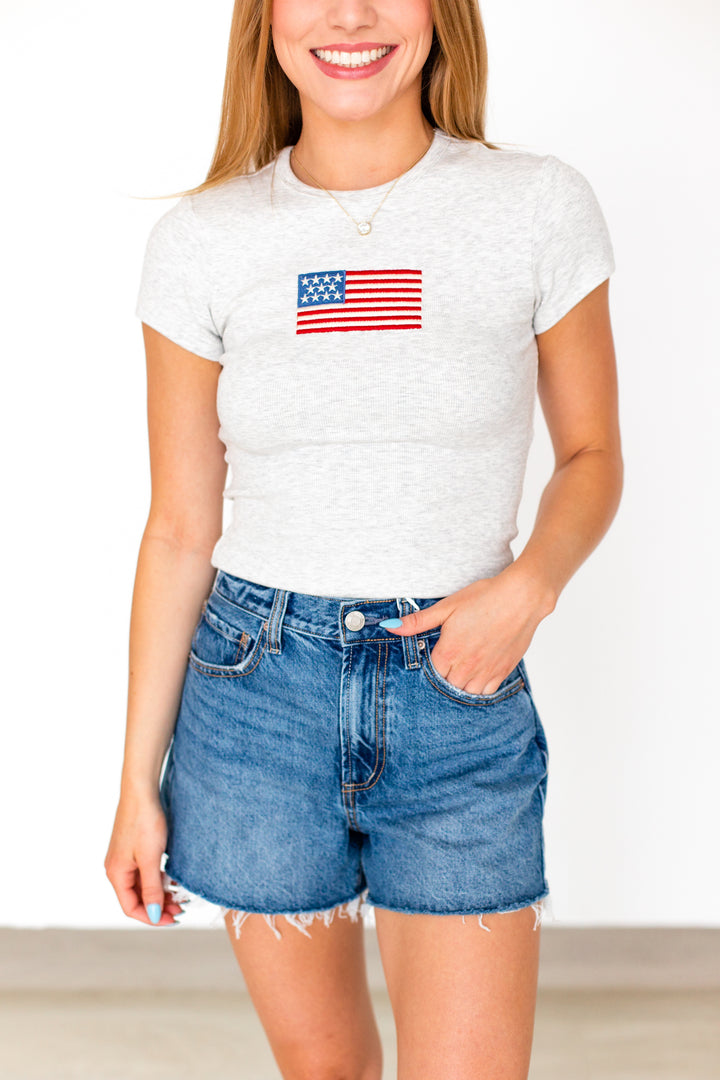 FLAG PATCH USA RIBBED TEE