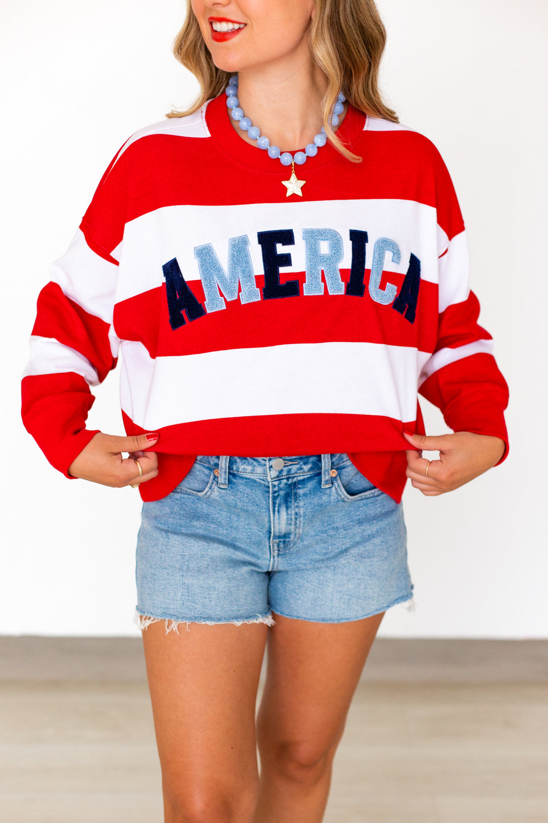 AMERICAN RUGBY STRIPED PATCH SWEATSHIRT