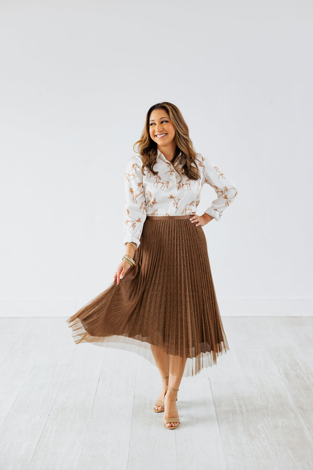 HORSIN' AROUND BUTTON DOWN  BLOUSE