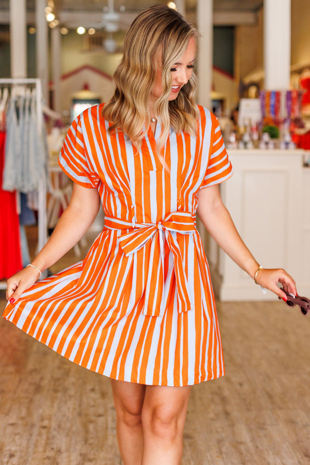 Clementine Stripe Tie-Waist Dress