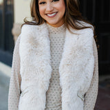 Perfectly Posh Cream Faux Fur Vest