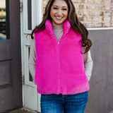 Hot Pink Aspen Reversible Faux Fur Vest