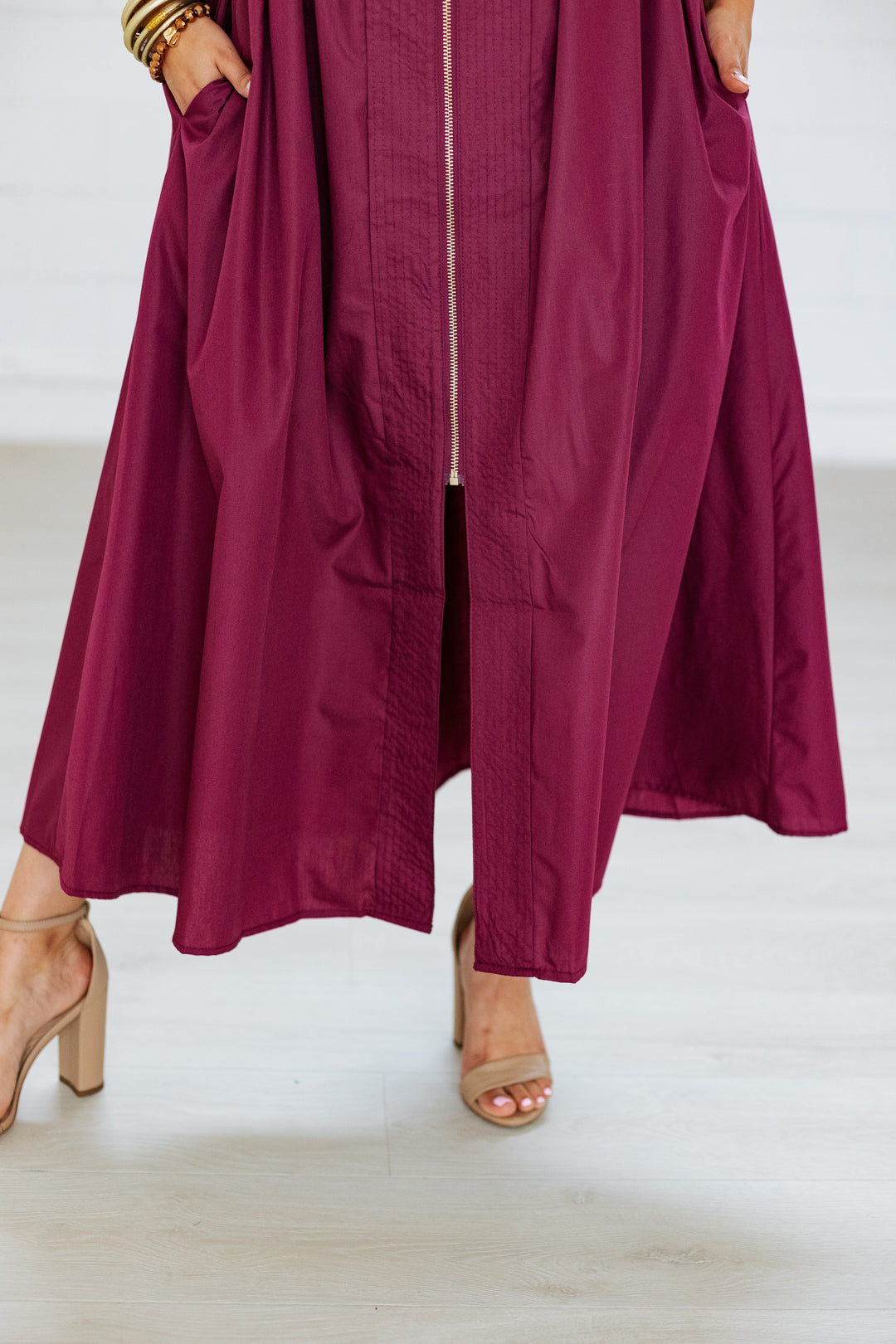 WINERY ZIP UP MIDI DRESS