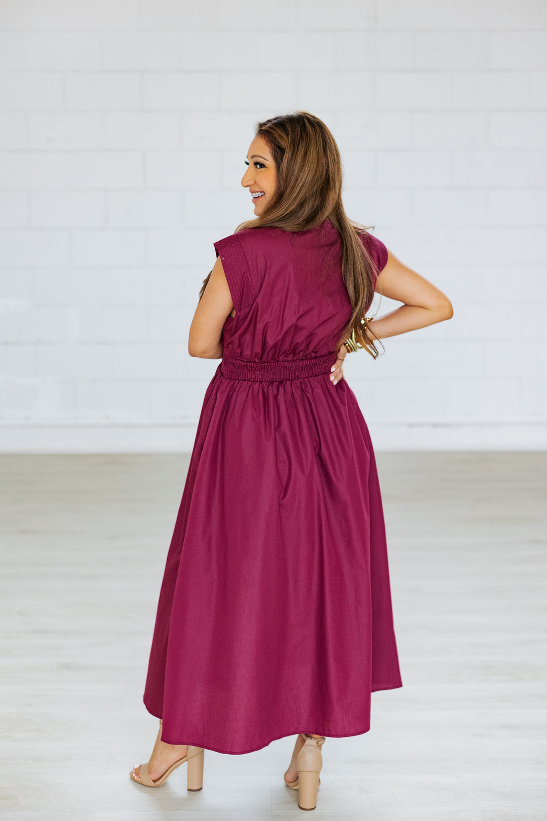 WINERY ZIP UP MIDI DRESS