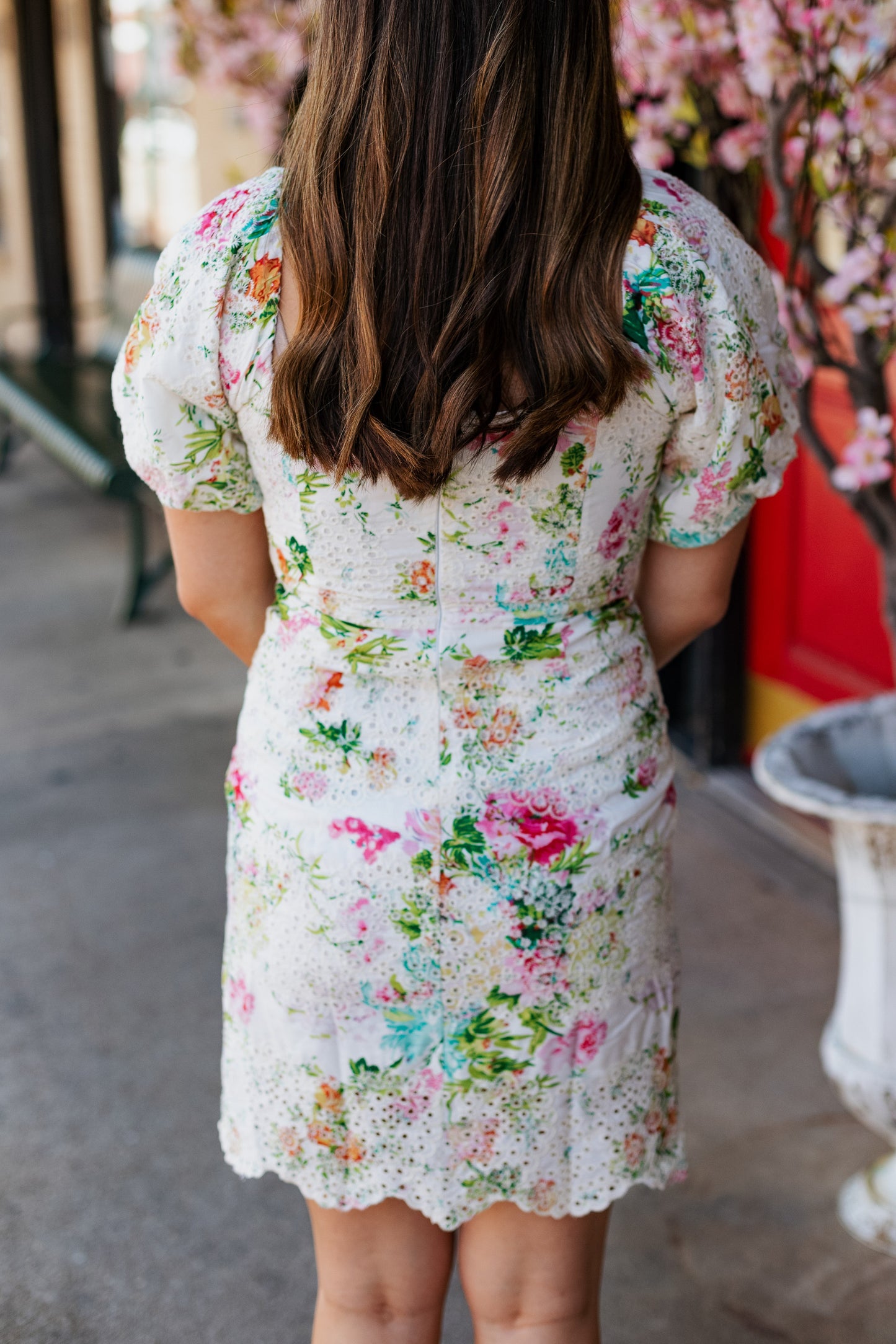 FLORAL EYELET DRESS