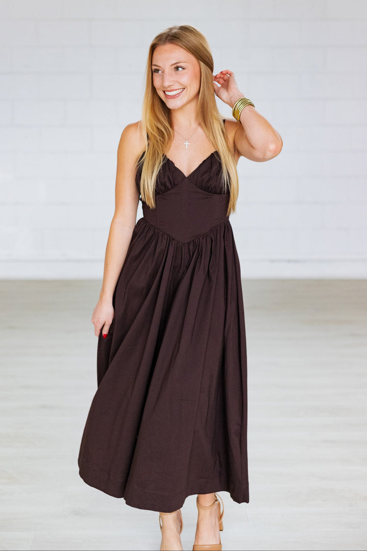 CHOCOLATE  A-LINE MAXI DRESS