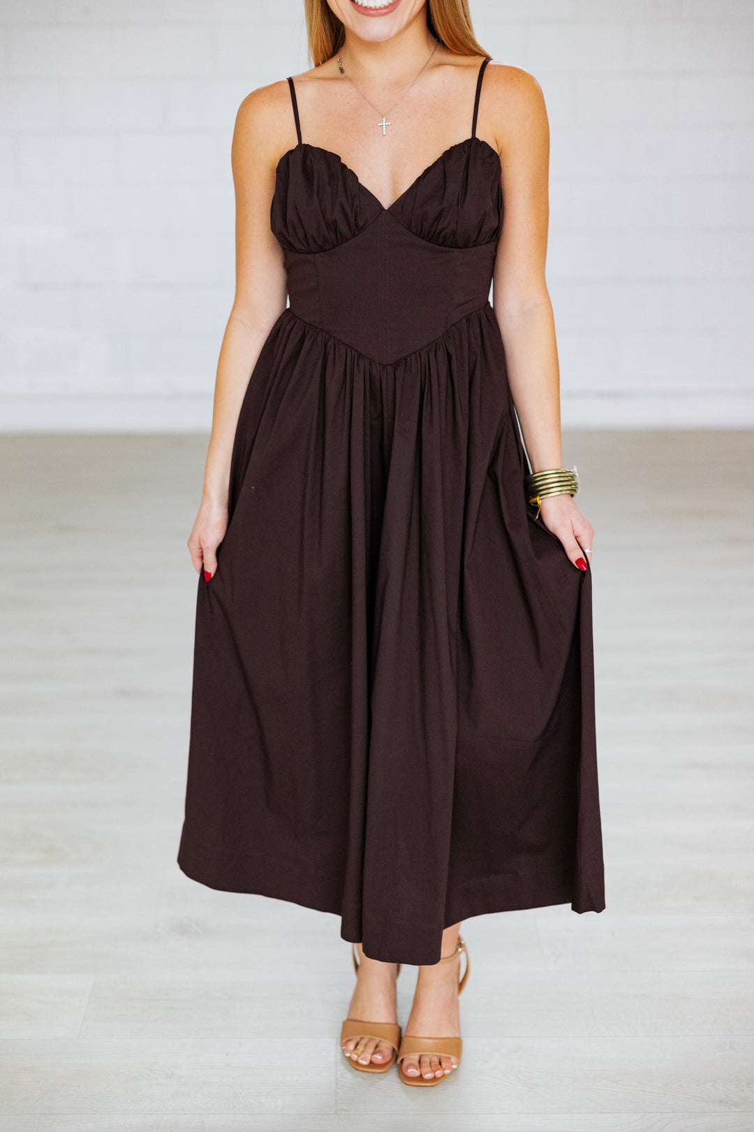CHOCOLATE  A-LINE MAXI DRESS