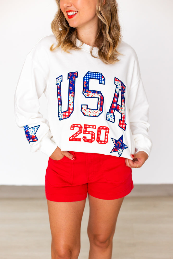 USA 250 FLORAL PATCHWORK SWEATSHIRT