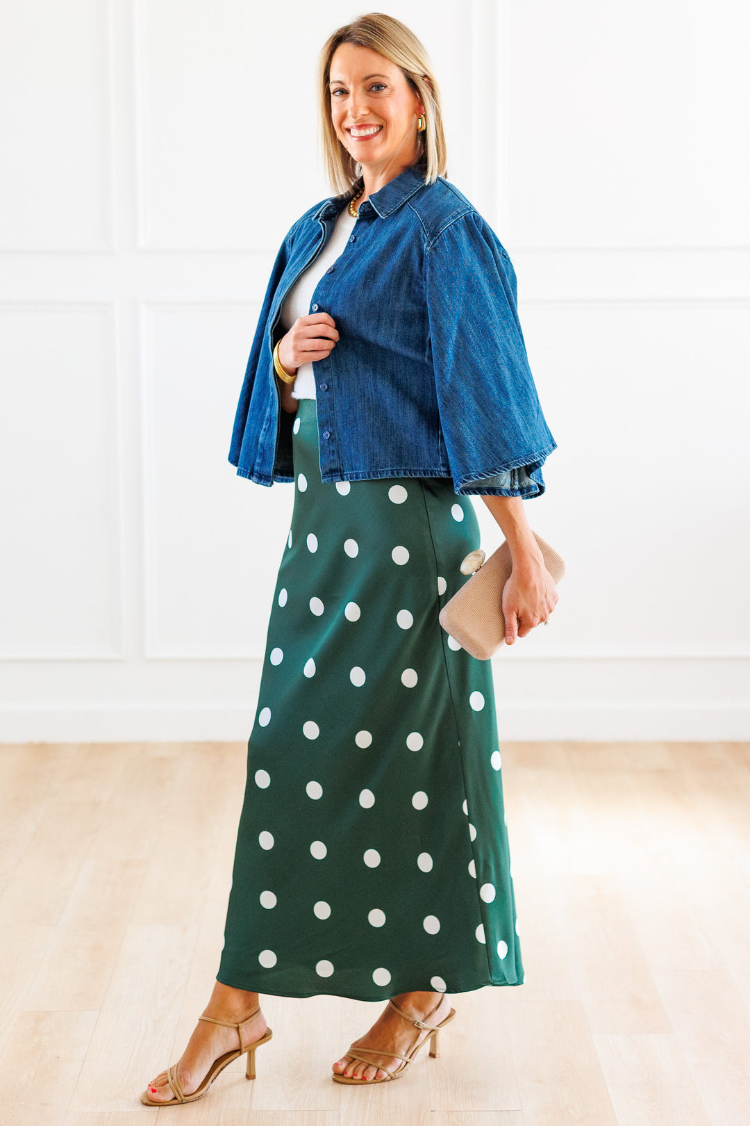 DARK DENIM KIMONO BLOUSE SIDE VIEW