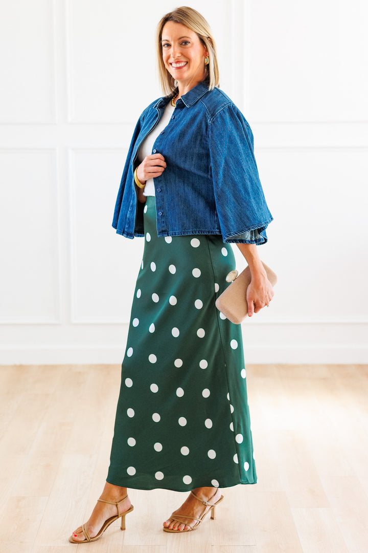 DARK DENIM KIMONO BLOUSE SIDE VIEW
