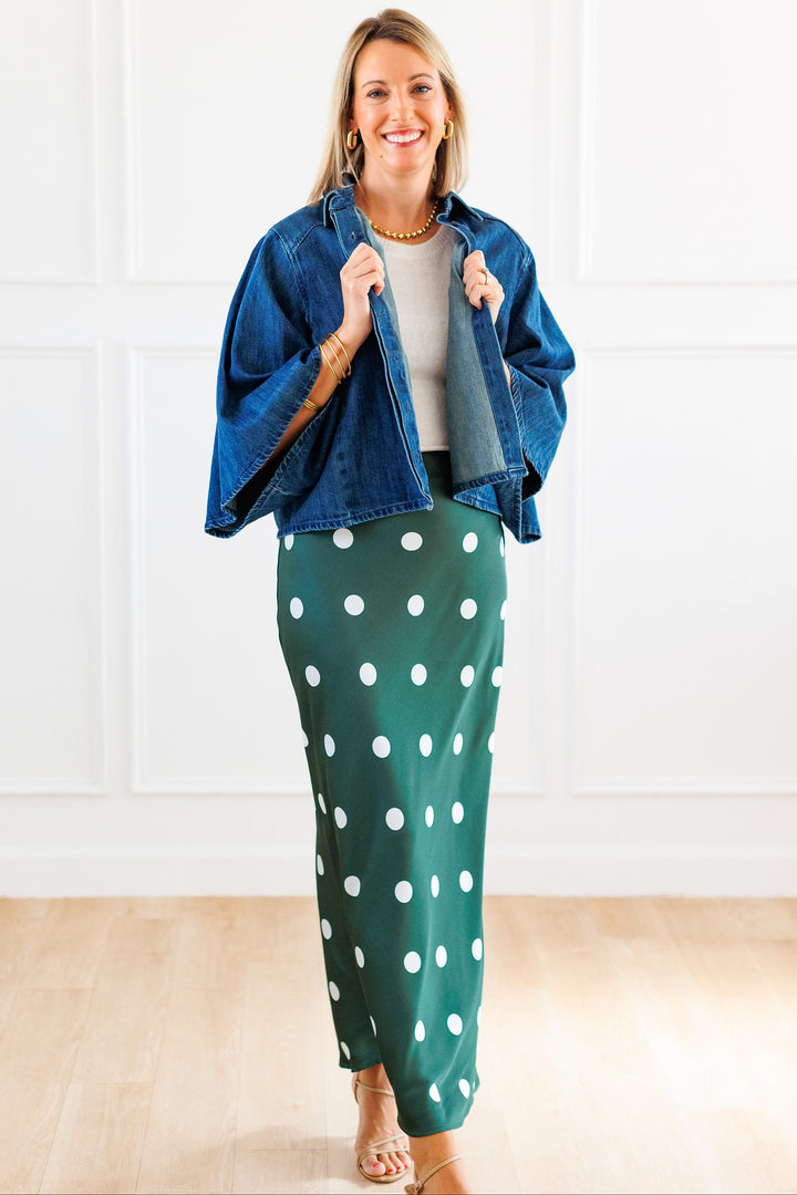 DARK DENIM KIMONO BLOUSE FRONT VIEW