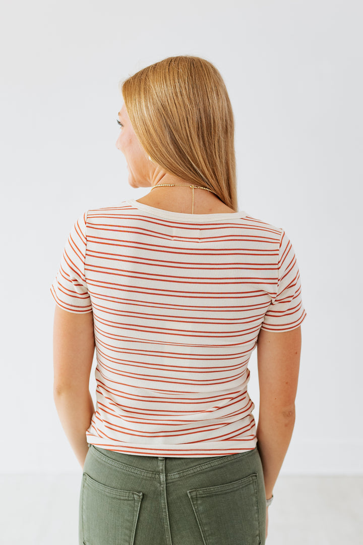 THREAD & SUPPLY: OFF WHITE & ORANGE KATARA TEE