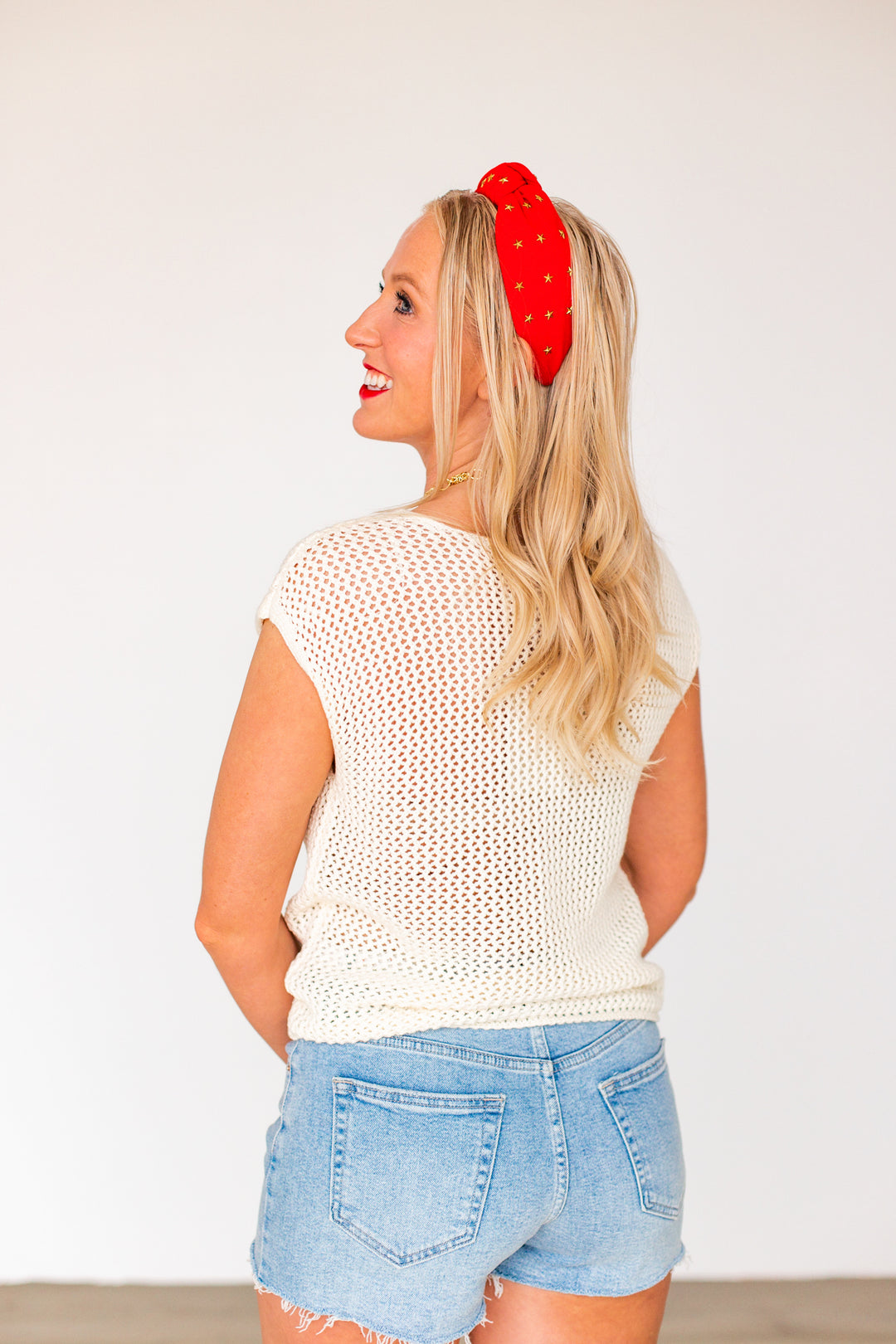AMERICAN FLAG SLEEVELESS CROCHET SWEATER