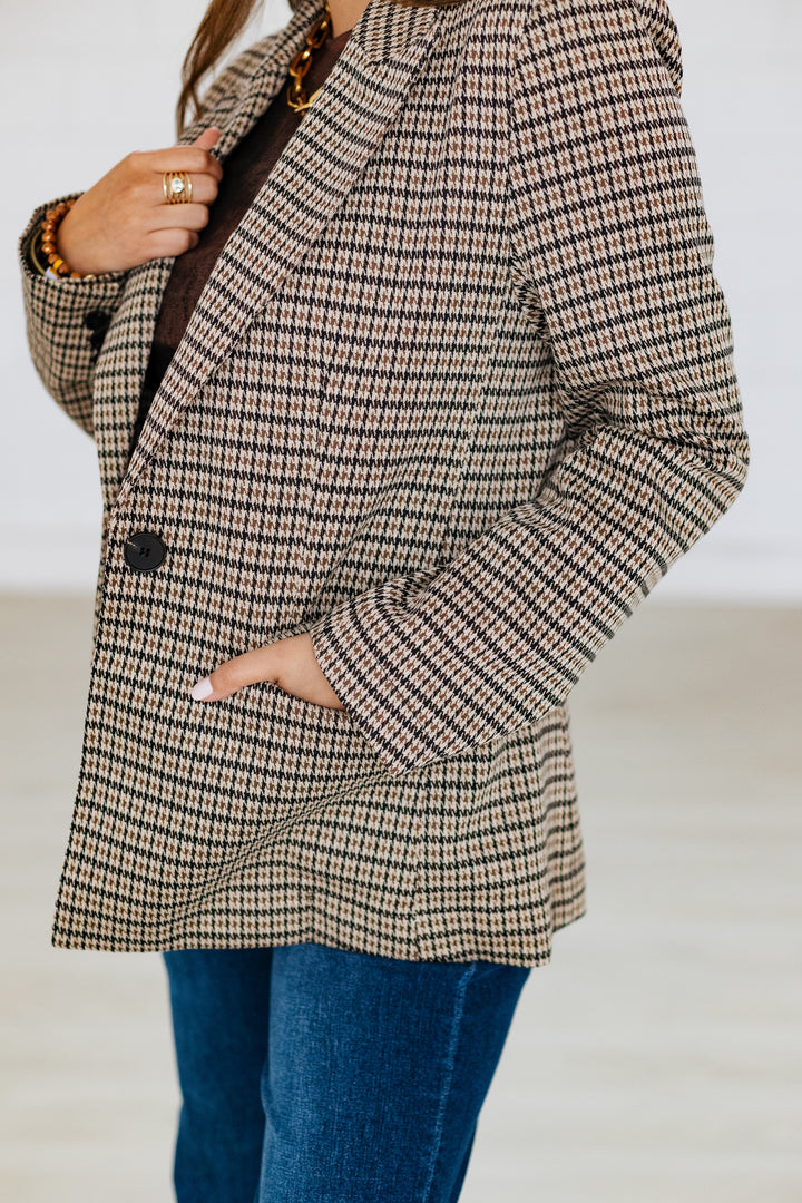 BROWN HOUNDSTOOTH BLAZER