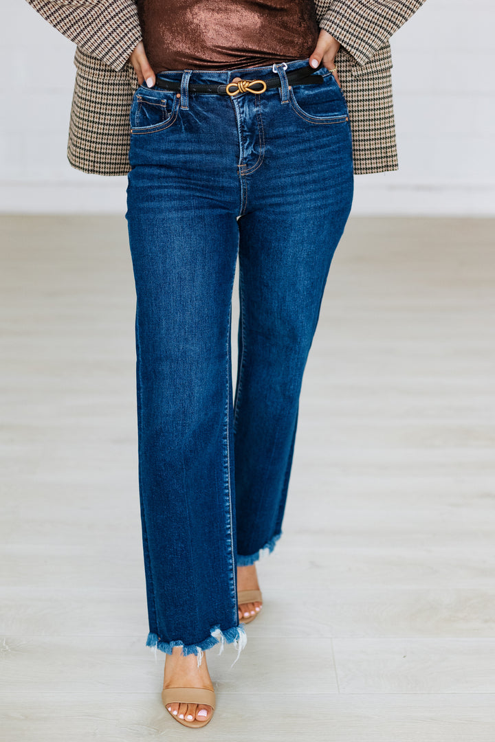 RISEN: DARK DENIM STRAIGHT LEG JEAN