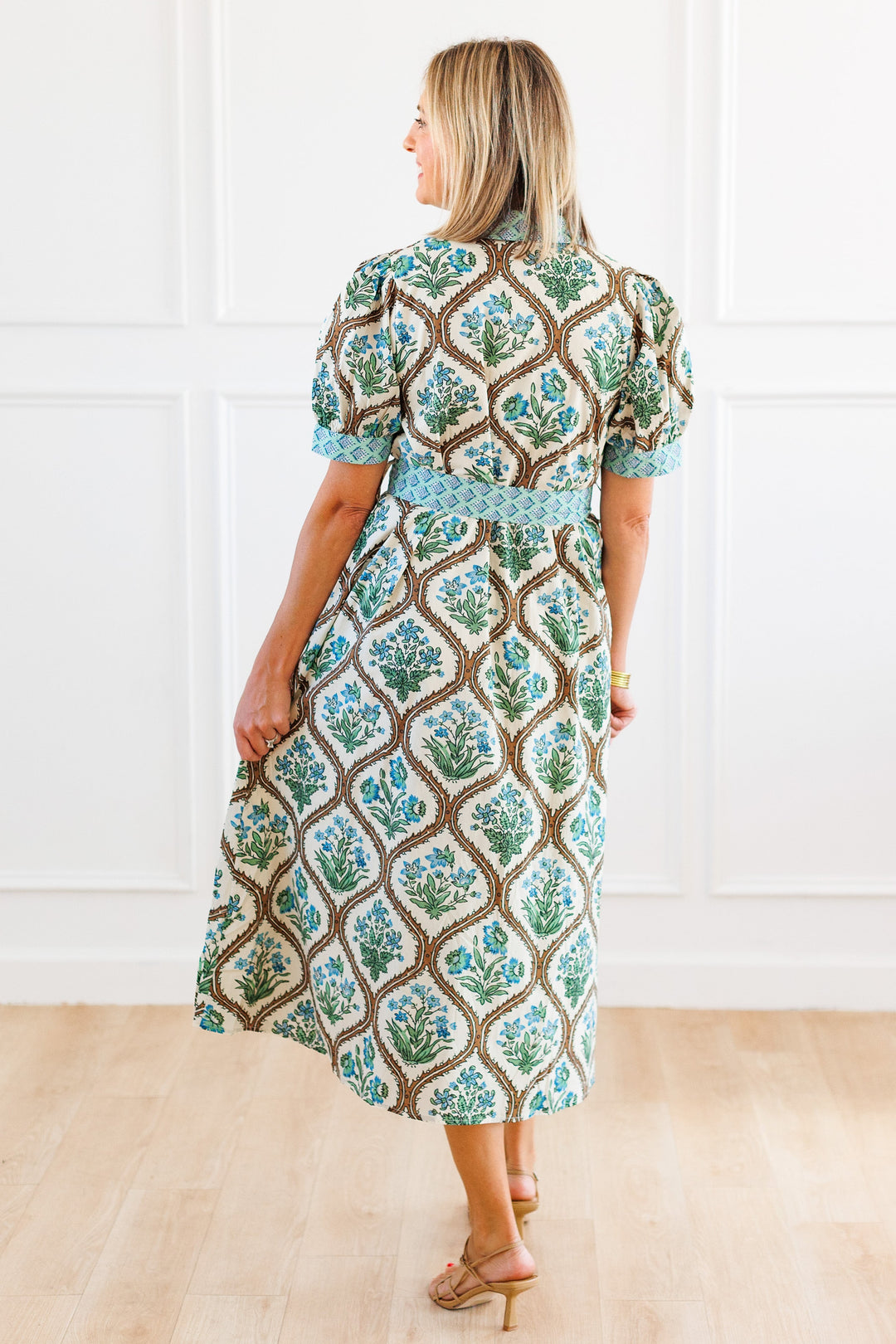 NATURAL MIX PAISLEY PRINT DRESS BACK VIEW