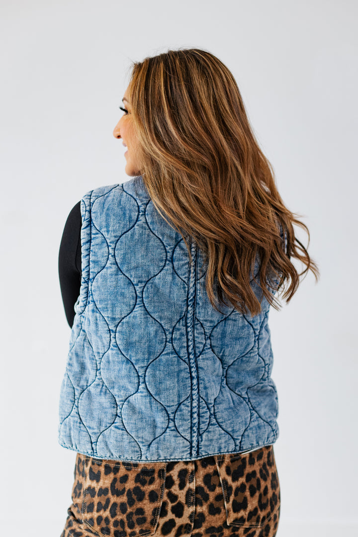 QUILTED DENIM VEST