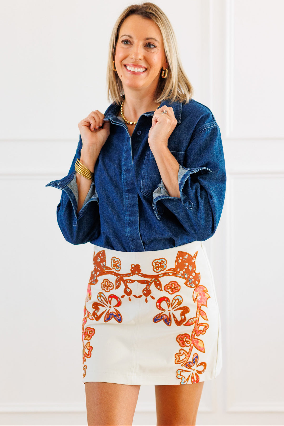 RISEN: OVERSIZED CROP DENIM SHIRT 