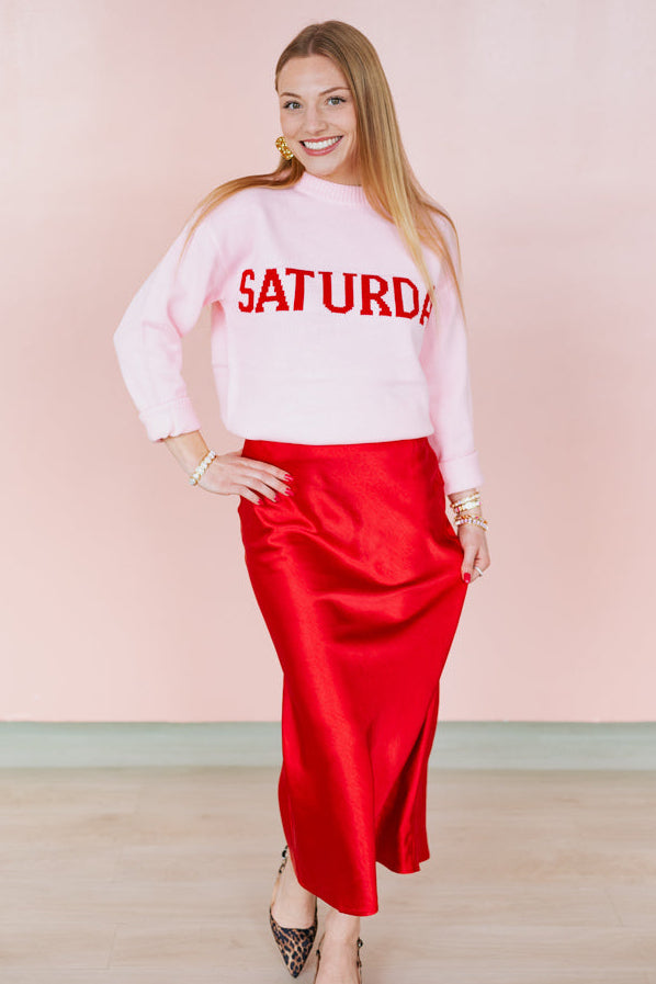 ROSIE RED SILK MAXI SKIRT