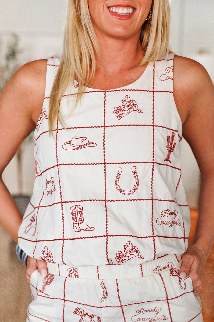 HOWDY COWGIRL EMBROIDERED TOP