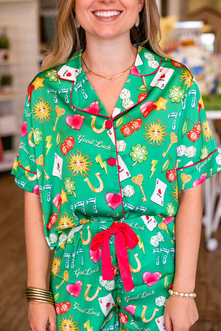 SUNSHINE SOCIETY: SILKY LUCKY SHORTSLEEVE PAJAMA SET