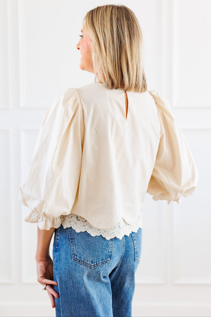 ECRU PUFF SLEEVE BLOUSE BACK VIEW