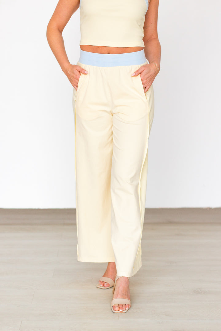 BUTTERCREAM &amp; BABY BLUE RIBBED TANK &amp; PANT SET