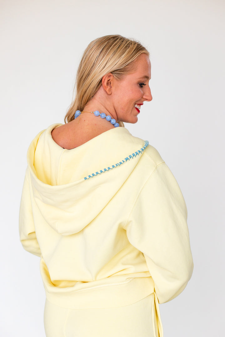 WASHED LEMON ZIP UP SWEATSHIRT