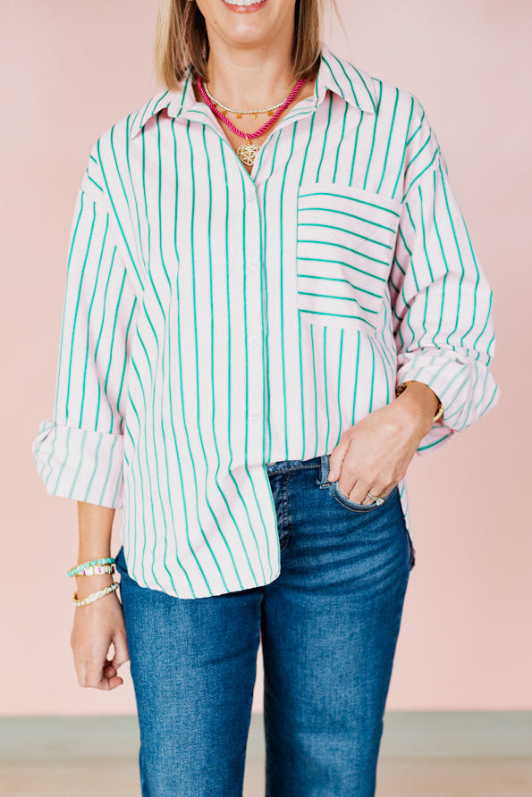 MATCHA PINK STRIPED BLOUSE