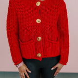 Red Olivia Chunky Knit Cardigan