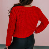 Red Olivia Chunky Knit Cardigan