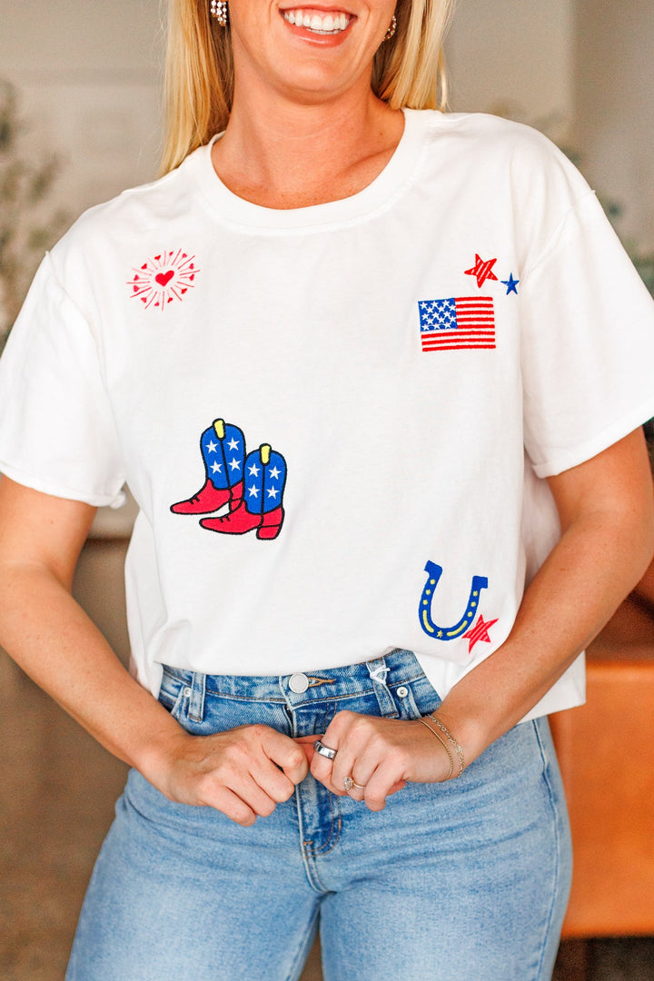 AMERICANA EMBROIDERED TEE