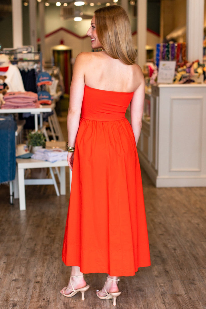 Z SUPPLY: SUNSOUGHT STRAPLESS MIDI DRESS- LYCHEE