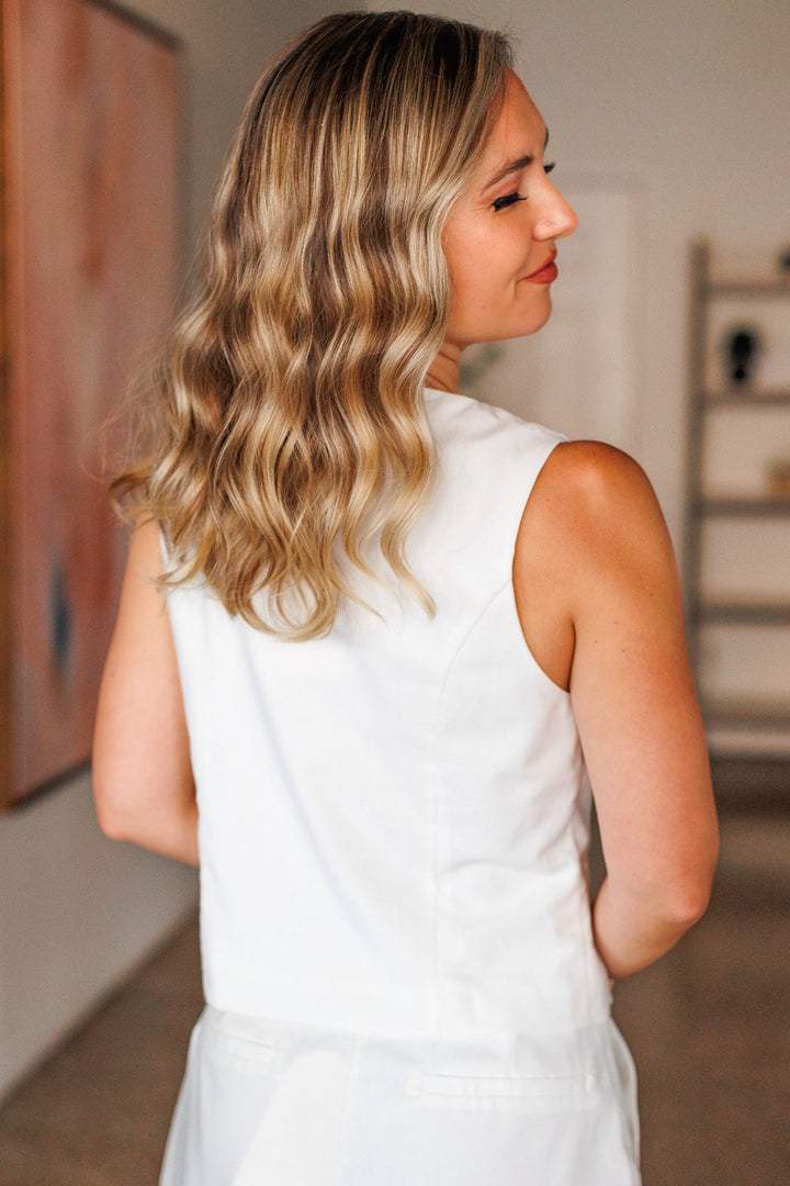 White Starfish Button Vest