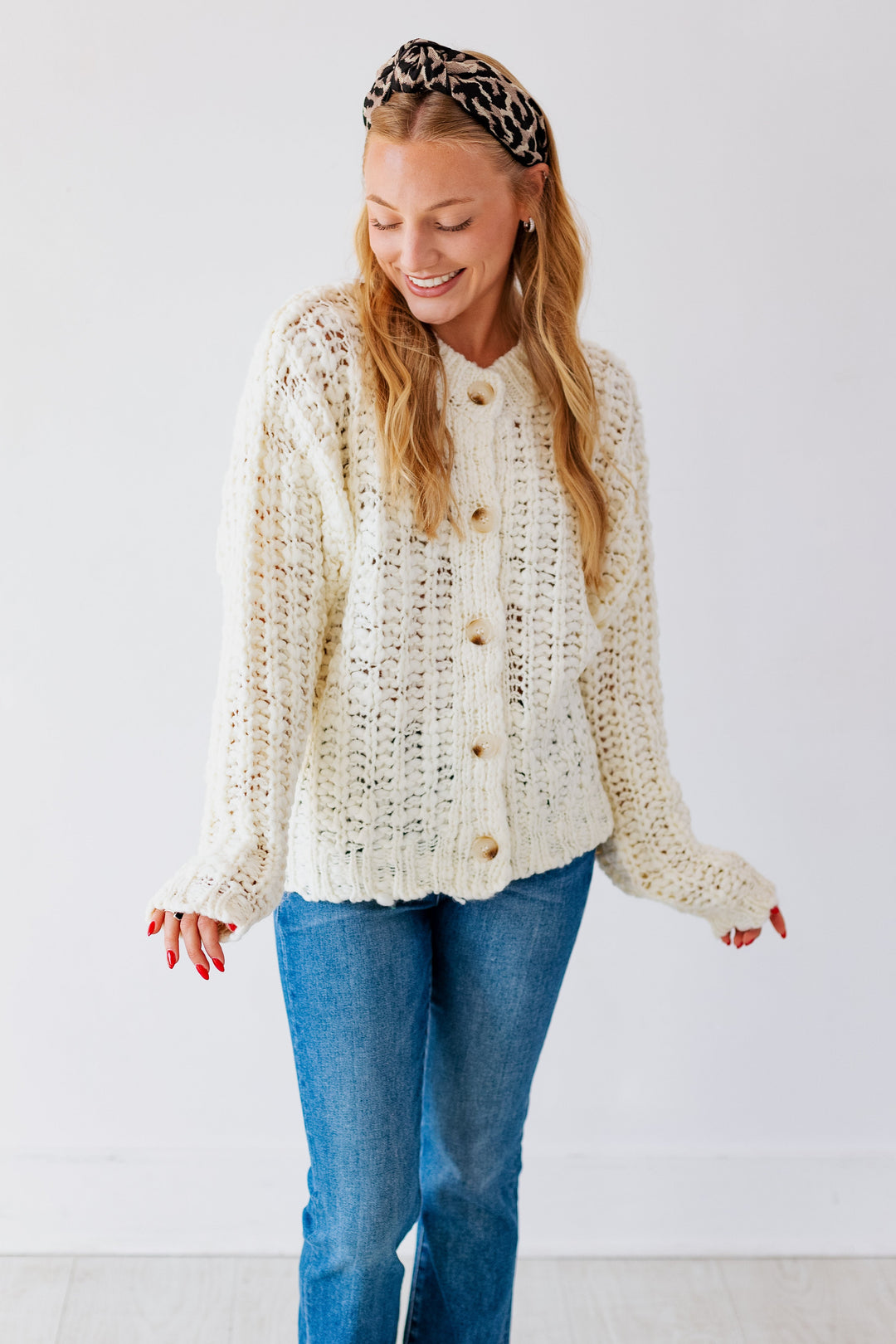 CREAM CHUNKY KNIT CARDIGAN
