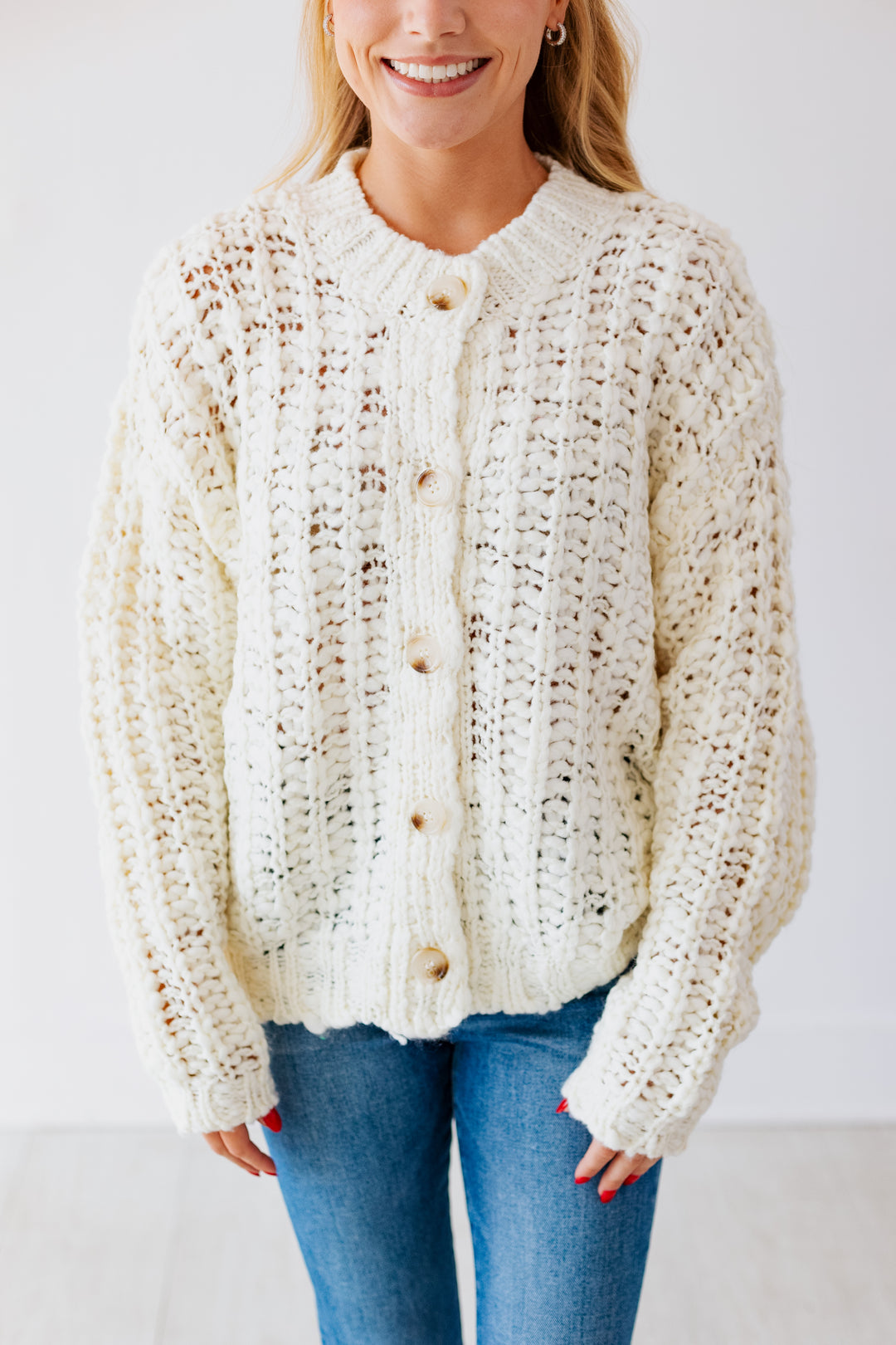 CREAM CHUNKY KNIT CARDIGAN