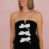 For the Thrill Bow Detail Strapless Top