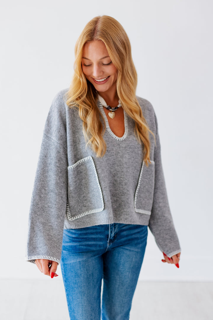 STELLA GREY WHIPSTITCH SWEATER