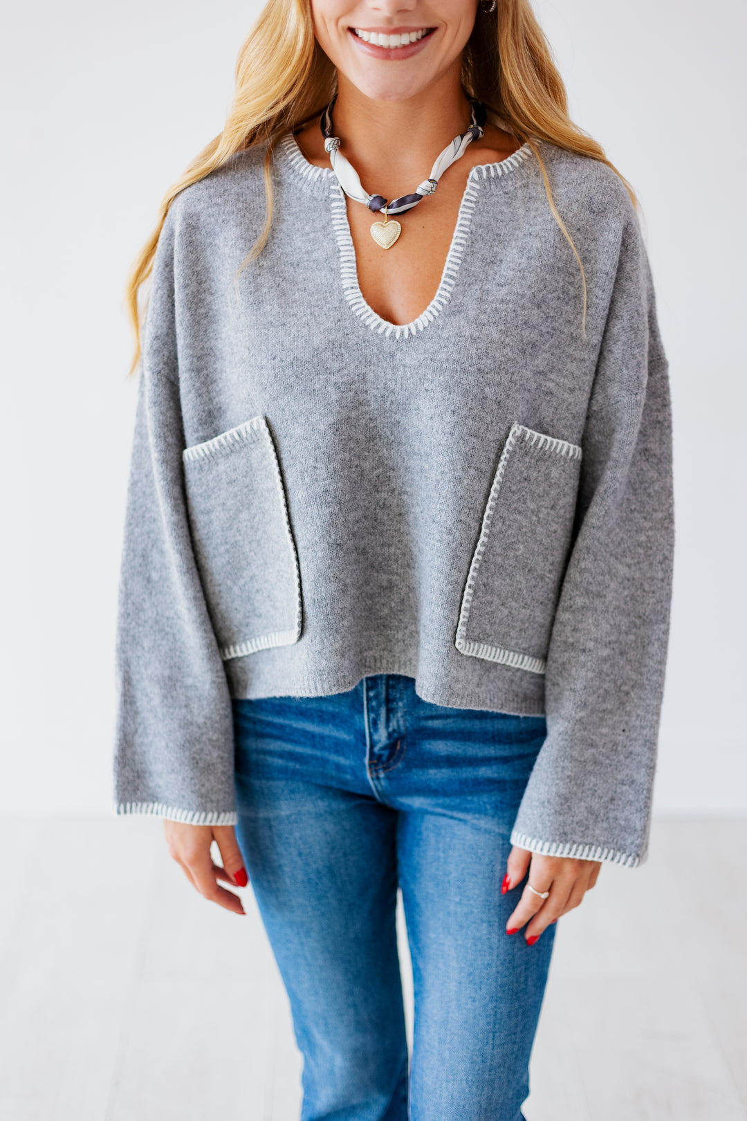 STELLA GREY WHIPSTITCH SWEATER